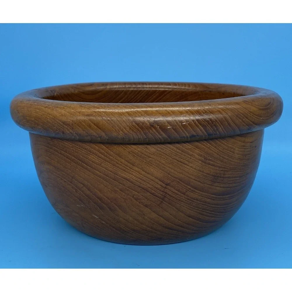 Vintage MCM Turned Teak Wood Salad Bowl 10
